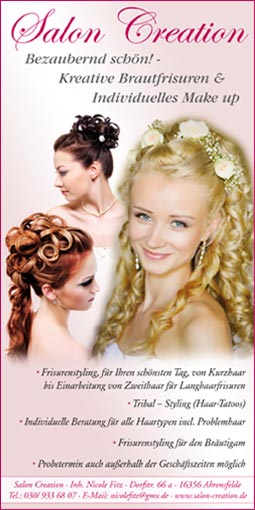 Salon Creation in Ahrensfelde: kreative Brautfrisuren und individuelles Make up